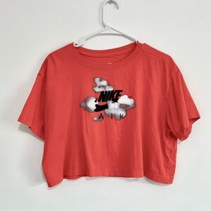 Nike- Coral Cropped Tee Shirt, workout gym, muscle tee, black white red orange